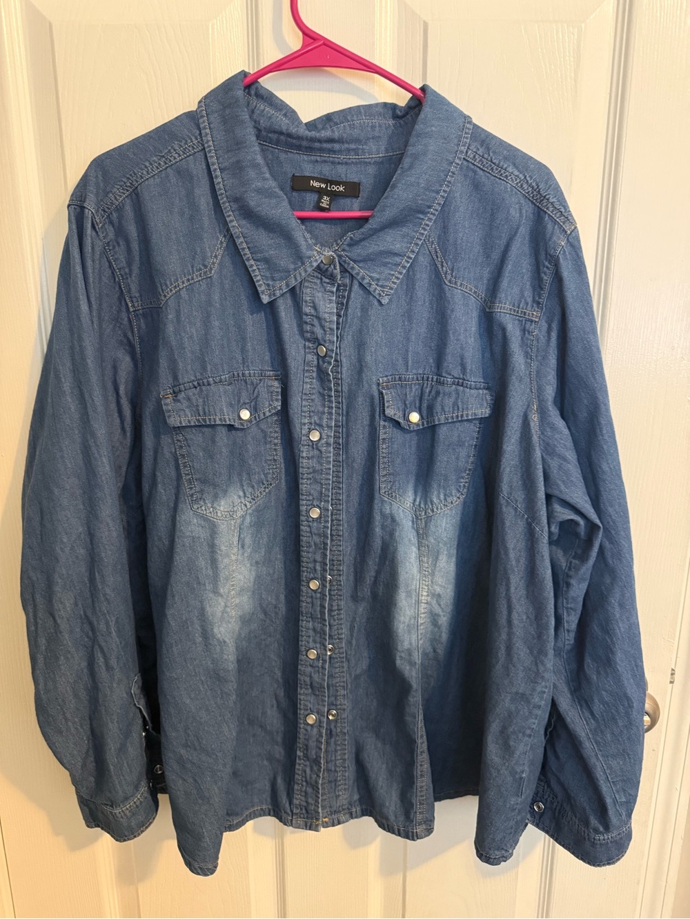 New Look Denim Button-Down Shirt in Blue